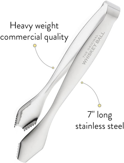 Ice Tongs For Jumbo Ice Balls and King Cubes - 18/8 Stainless Steel IceTongs for Jumbo Ice Balls and Cubes - Ideal Serving Tongs ensure a Secure Ice Grip - 7 inch Kitchen Tongs for Ice Ball