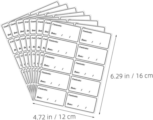 BETOOKY Removable Food Storage Labels 400pcs Waterproof PVC Meal Prep Use by Date Stickers for Freezer and Refrigerator Organization, Black and Red Date Content Labels for Kitchen