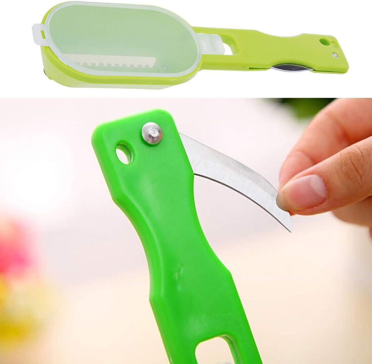 Fish Scaler with Knife, Scales Scraper with Lid Cover, 2 in 1