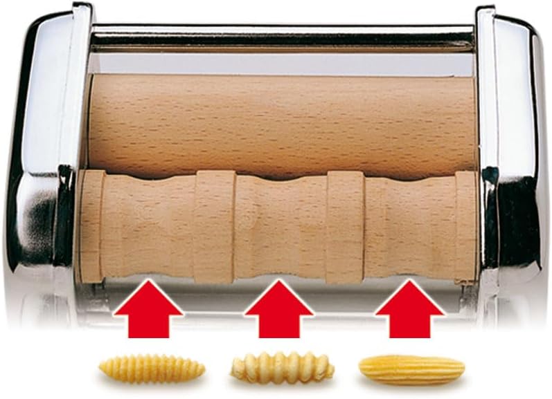 Imperia Mille Gnocchi Pasta Cutter Attachment- Heavy Duty Steel Construction- Machine Accessory cuts Fresh Homemade Gnocchi, Cavatelli & More- Made in Italy, Easy to Use Wooden Roller- Italian Gift