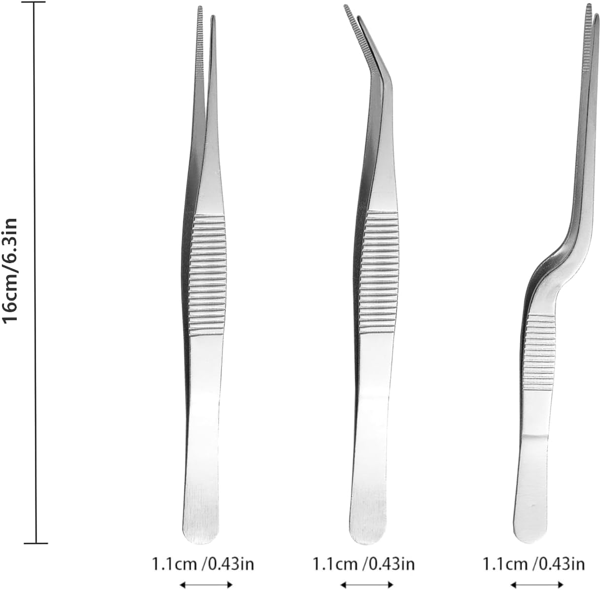 Stainless Steel Pliers Set, Multi-purpose Tool for Small Gardening, Kitchen, and Nail Beauty Etc. (3-piece set, 6.15 inches / 6.3 inches / 6.5 inches) (Three different tweezers)