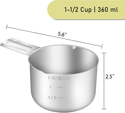 1PCS 3/4Cup (180ml, 6oz) Single Measuring Cup, Stainless Steel Measure Scoop, Metric and US Measurement, Dishwasher Safe
