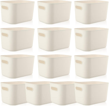 Zopeal Plastic Storage Bins 10 Pcs White Pantry Organizer Bins Small Baskets Storage Containers for Home Kitchen (10 x 7 x 6 Inch)