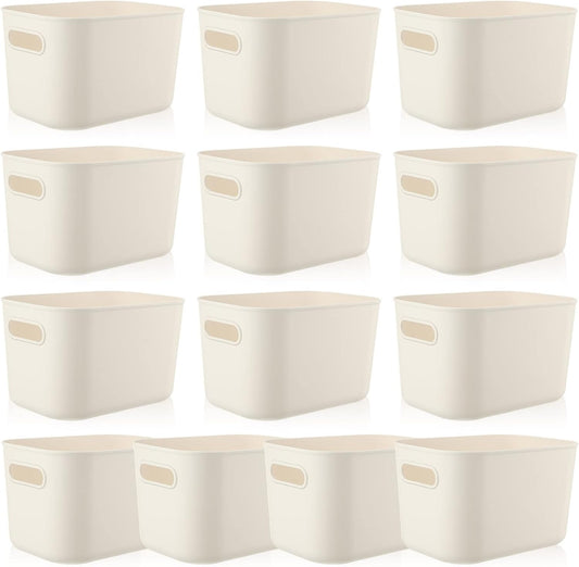 Zopeal Plastic Storage Bins 10 Pcs White Pantry Organizer Bins Small Baskets Storage Containers for Home Kitchen (10 x 7 x 6 Inch)