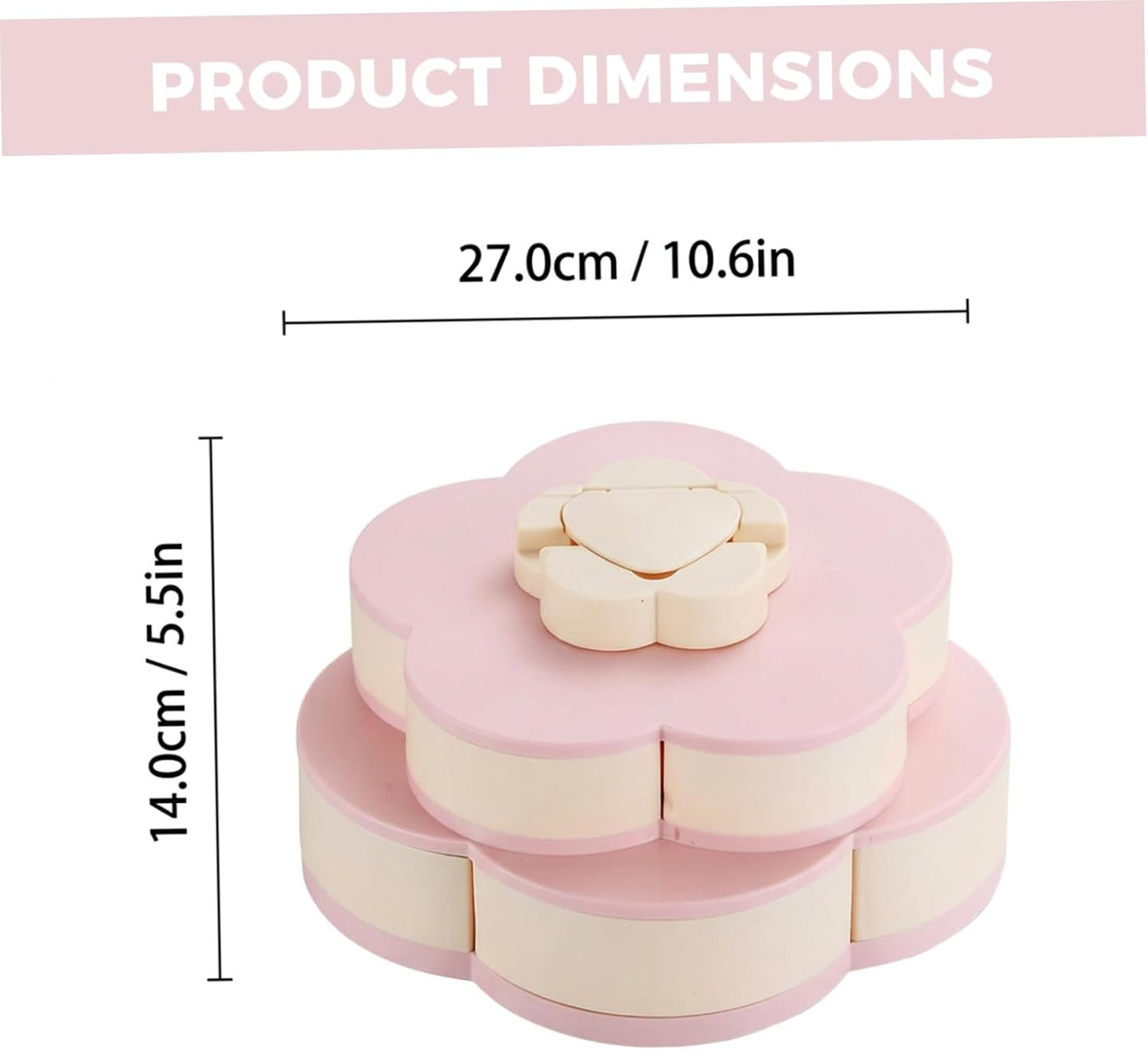 Snack Spinner, Divided Serving Tray - Flower Shape Rotating Snack Container with Lid & Phone Holder Multi-Compartment Snackle Box for Candy, Fruits, Nut, Rotating Container