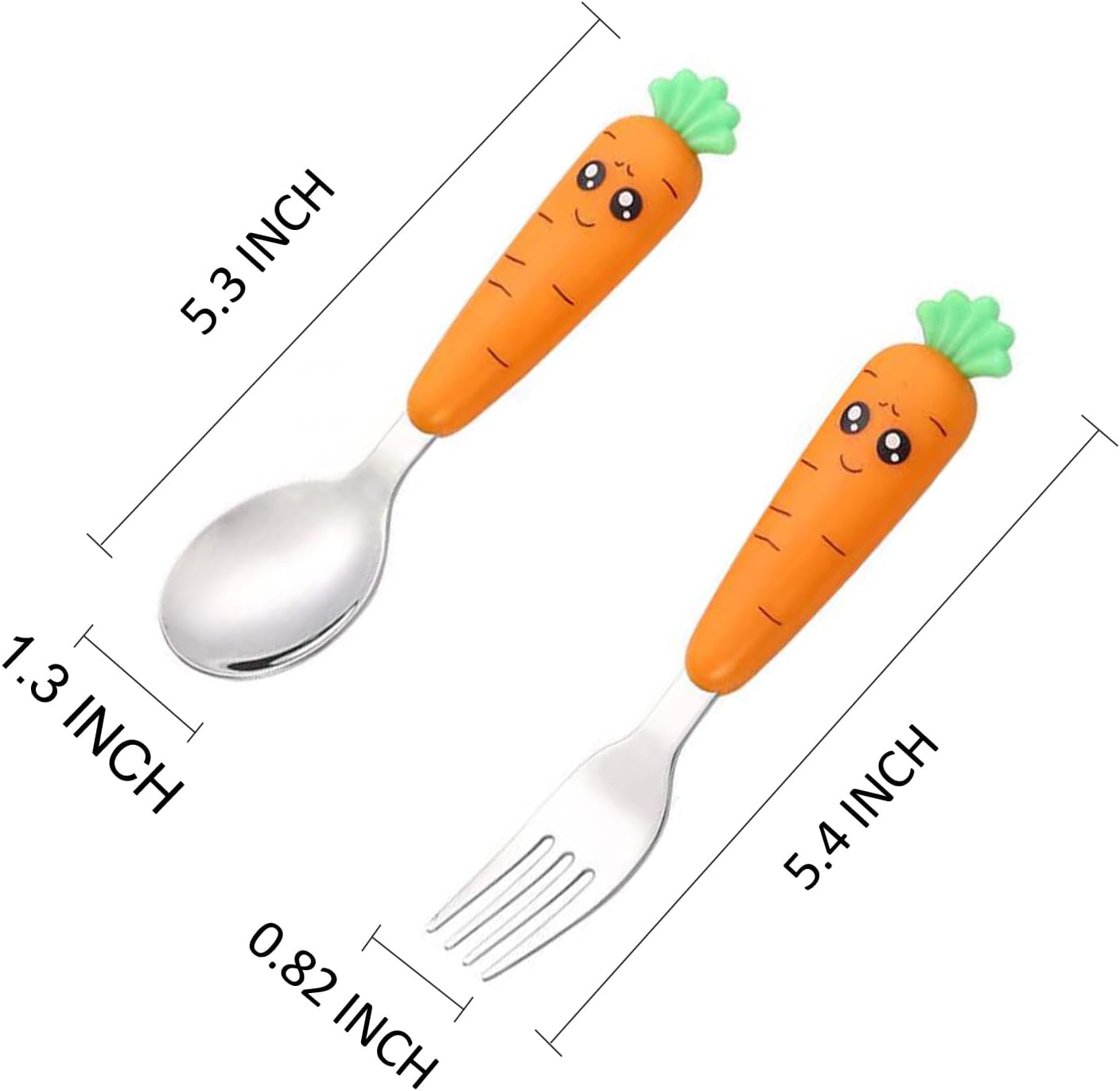 Ginbear Toddler Utensils with Case, Non-toxic Kids Spoons and Forks for Ages 18 Months+, Cute Child Flatware Set