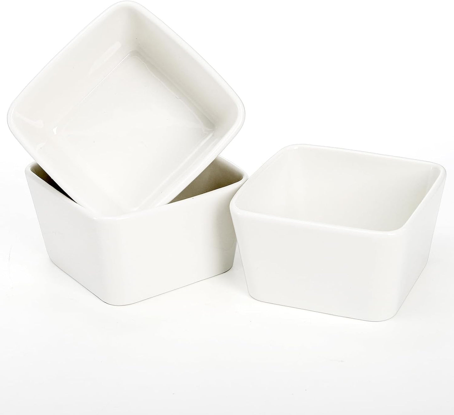 Eorbow 10 OZ Square Bowl Chip & Dip Serving Set, 3 Pieces Ceramic Condiment Server with Metal Stand, Serving Dish Tray for Party Entertaining, Small Snack Platters for Side Dish Appetizer Nuts