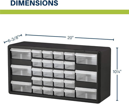 Akro-Mils 44-Drawer Plastic Drawer Storage Cabinet for Garage Organization, Bead Organizer, Building Bricks Storage, Teacher Toolbox, Makeup Organizer, 20" W x 6" D x 16" H, 10144 Black