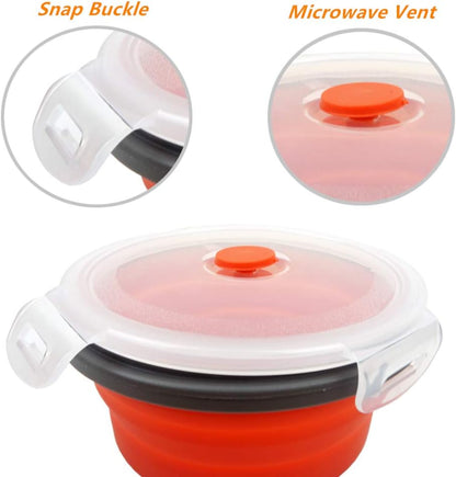 CARTINTS Silicone Collapsible Food Storage Containers-Prep/Storage Bowls with Lids - Set of 3 Square Silicone Lunch Containers - Microwave, Dishwasher and Freezer Safe (blue)