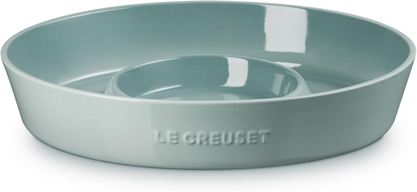 Le Creuset Stoneware Signature Oval Chip and Dip Platter, 13", White