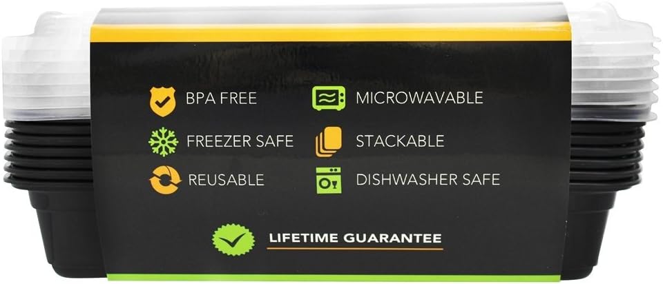 3-Compartment Food Containers with Lids for Portion Control, Stackable - Leak Proof, Microwave, Dishwasher Safe, Reusable / Bento Lunch Box with Plate Dividers (7 Pack)