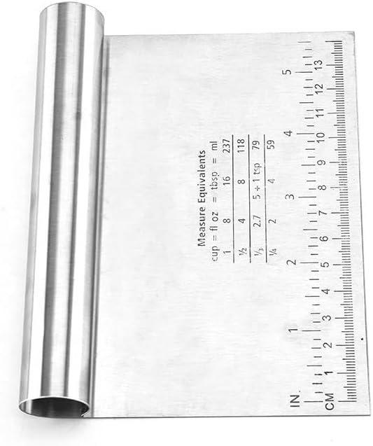Stainless Steel Dough Scraper, Multi-Purpose Pastry Bench Tool with Measurement Guide