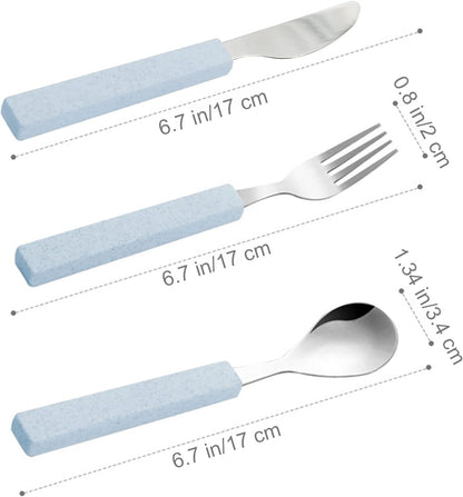 VANRA 3-Piece Children Utensils Set 18/10 Stainless Steel Child Flatware Set Silverware Knife Spoon Fork Set with Travel Case for Kids Lunch Box
