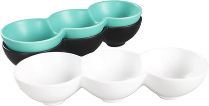 Ceramic 10.9 Inch Chips and Dip Set, Chips and Dip Divided Tray, Moisture Proof Cereal Bowl (for Salad, Pasta, Fruit, Sauce), Divided Moisture Proof Cereal Bowl Buffet Bowl Set