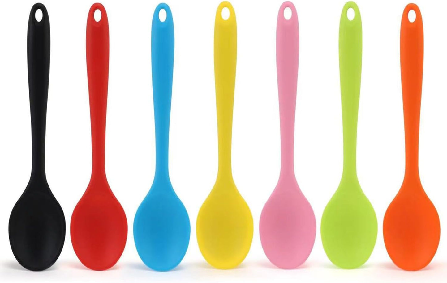 7PCS Silicone Serving Spoons Set,Vituer Heat Resistant Kitchen Mixing Slotted Spoons for Cooking,Non-stick Silicone Basting Spoon Slotted Spoons Utensil for Mixing,Baking, (7Light Colors,8.1")