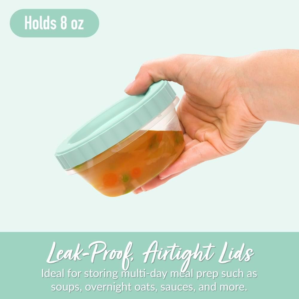 Bentgo Prep - 20 Piece 32 fl oz Leak-Proof Deli Containers with Lids, Food Storage for Meal Prep, Twist-Top, Reusable, PFAS & BPA-Free, Stackable, Microwave, Freezer & Dishwasher Safe (Aqua Splash)