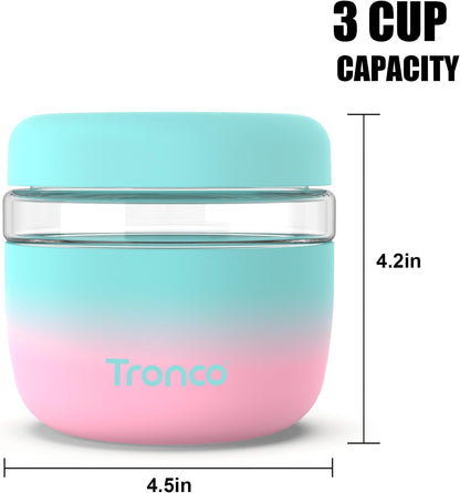Tronco 24 oz Glass Food Storage Containers with Lids, Airtight, Leak & Spill Proof Glass Lunch Bowls for Meal Prep, Salad, Yogurt, Soup & Stew, Microwave & Dishwasher Safe, BPA-Free, Set of 1