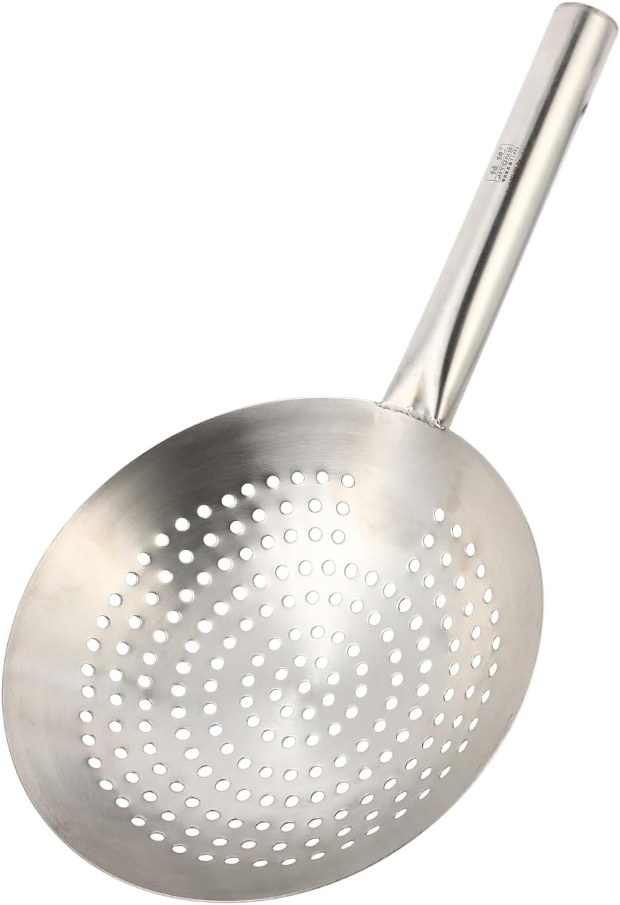 UPKOCH Stainless Steel Skimmer Spoon Fine Mesh Filter Strainer for Frying Hot Pot Vegetables Meat Wonton 16.92 inch Handle Kitchen Gadget for Daily Cooking