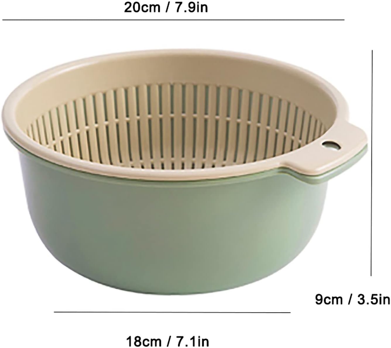 Colander Bowl Set of 2, Double Layered Plastic Food Strainer Fruit and Vegetable Washing Basket Pasta Drainer Kitchen Colander for Washing Draining and Serving