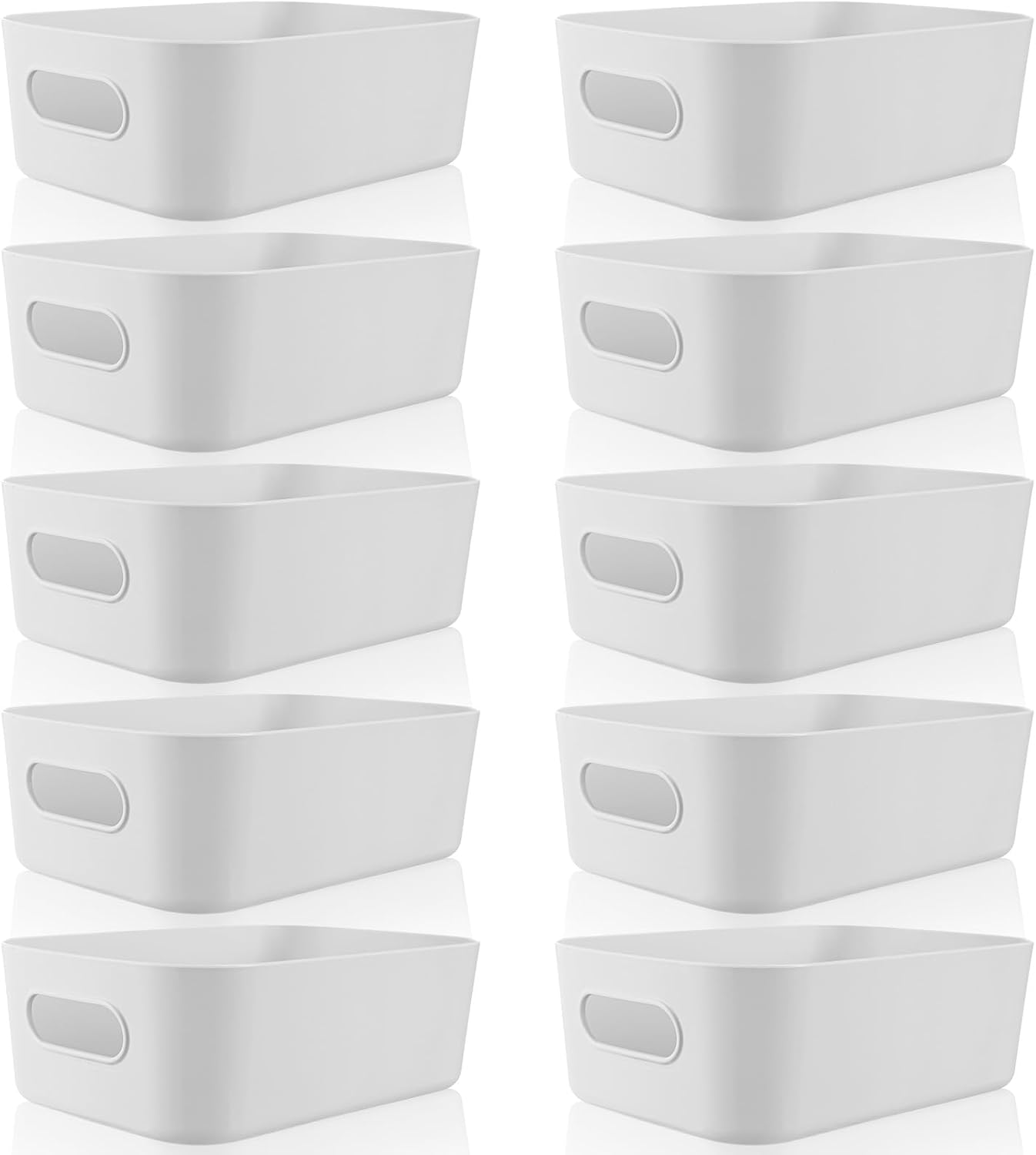 Zopeal Plastic Storage Bins 10 Pcs White Pantry Organizer Bins Small Baskets Storage Containers for Home Kitchen (10 x 7 x 6 Inch)
