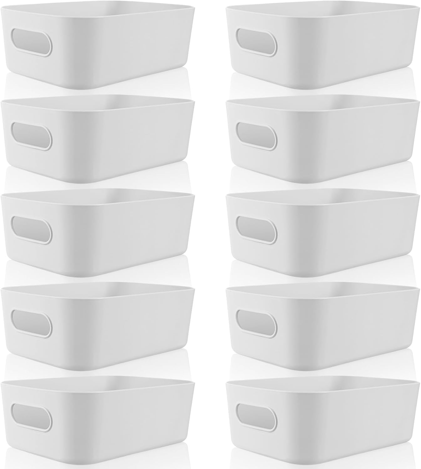 Zopeal Plastic Storage Bins 10 Pcs White Pantry Organizer Bins Small Baskets Storage Containers for Home Kitchen (10 x 7 x 6 Inch)
