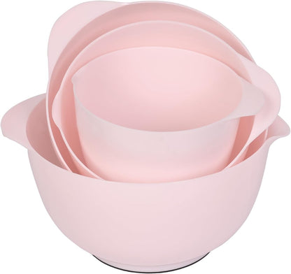 BoxedHome 4.5 Quart Large Plastic Mixing Bowls, Microwave Safe Mixing Bowl Set with Pour Spout, Nesting Bowls for Space Saving Storage(Violet Blue)