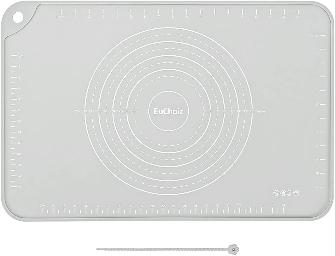Silicone Pastry Mat 20"*16" Extra Thick Non Stick Baking Mat Food Grade Silicone Dough Rolling Bake Mat with Edge Heightening Blue