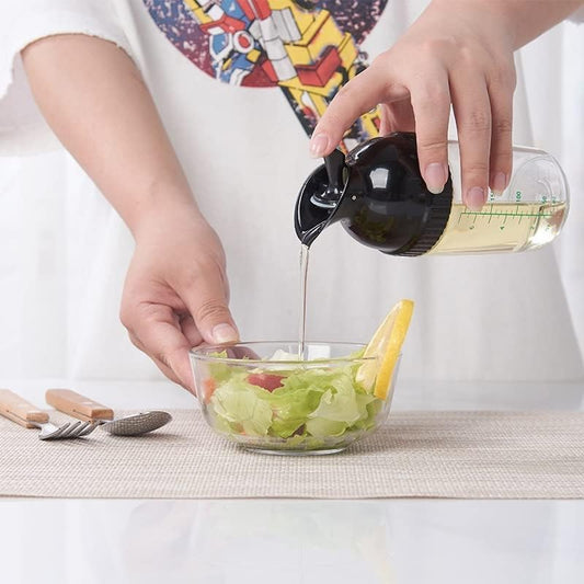Salad Dressing Shaker Container, Pour Spout, LeakprooF, Dishwasher Safe, Homemade Oil and Vinegar Salad Dressing Bottle Mixer Dispenser (Black)