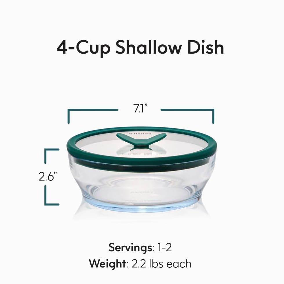 Anyday 4-Cup Glass Microwave Steamer & Food Storage (Clear Black Sesame)
