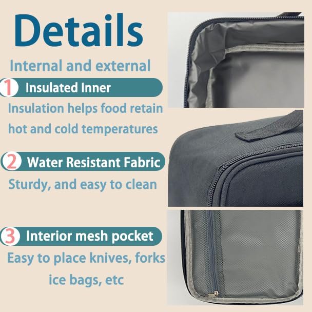 Kulle Space Lunch Box for Kids, Insulated Lunch Bag for Boys, Large Capacity Thermal Tote for School, Office, Daycare - Rocket Design, Washable & Leakproof