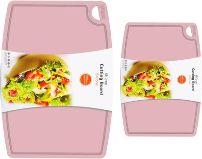 Liflicon Silicone Thick Cutting Boards Mats Set of 3 Foldable & Flexible Design Juice Grooves Easy Grip Handle Dishwasher Safe for Kitchen,BPA free Silicone Cutting Board-Gray
