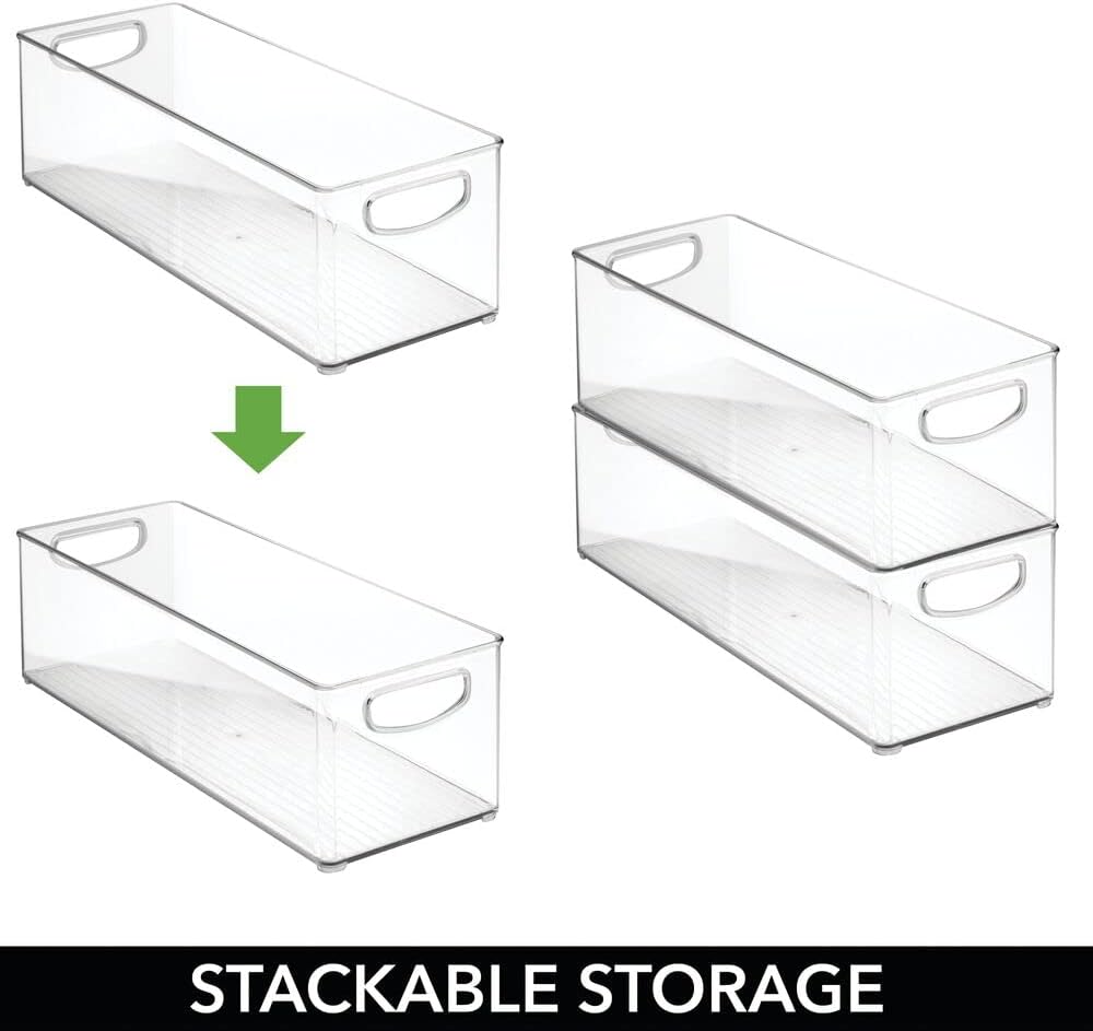 mDesign Plastic Kitchen Organizer - Storage Holder Bin with Handles for Pantry, Cupboard, Cabinet, Fridge/Freezer, Shelves, and Counter - Holds Canned Food, Snacks - 2 Pack - Clear