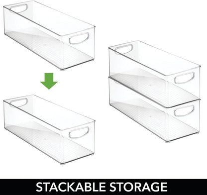 mDesign Plastic Kitchen Organizer - Storage Holder Bin with Handles for Pantry, Cupboard, Cabinet, Fridge/Freezer, Shelves, and Counter - Holds Canned Food, Snacks - 2 Pack - Clear
