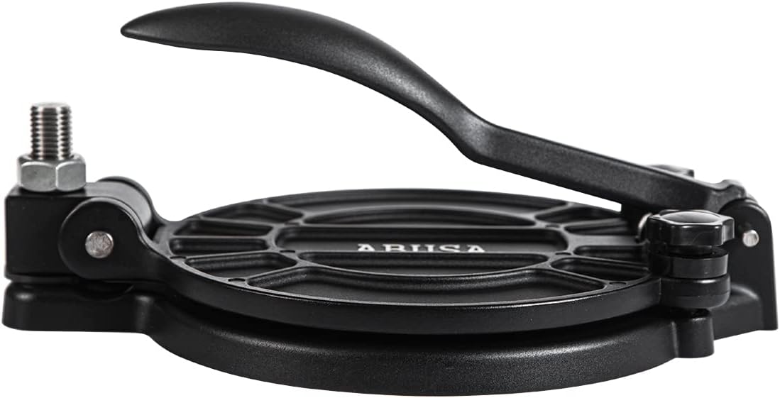 ABUSA Thickness Adjustable Tortilla Press 8 Inch Tortilla Maker Black - Roti, Dough Press, Dosa, Tawa, Tamale, Pizza, Pie, Patty (Extra Oil Paper or Patty Paper needed)