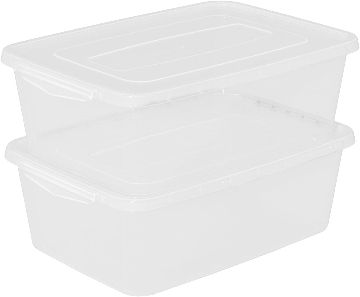 2 Packs 16 L Pizza Dough Proofing Box with Latching Lid, Clear