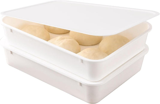 2 Pack Pizza Dough Proofing Box, Pizza Storage Container，Food Storage Containers with Lids，Pizza Pack Container Expandable，Bread Proofing Box，Stackable Commercial Quality Trays with Covers