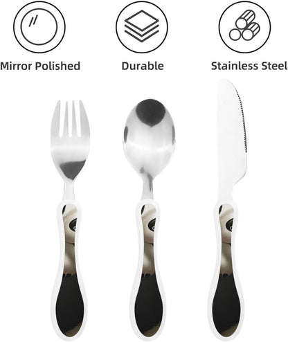 3-Piece Kids Silverware Set With Storage Case, Stainless Steel Reusable Children Safe Knife Spoon Fork Set Colorful Abstract Dragonfly Children Flatware Set For Kids Lunch Box