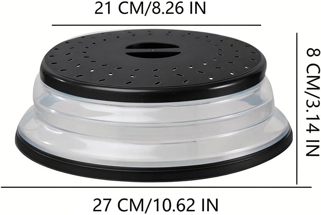 Small Collapsible Microwave Splatter Cover(black, 8 IN)