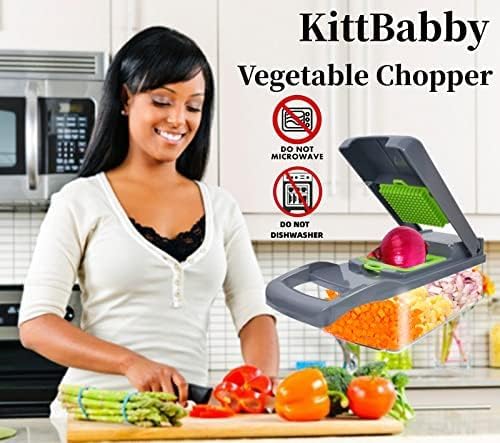 Vegetable Chopper, Onion Dicer & Mandoline Slicer with Container, Grey