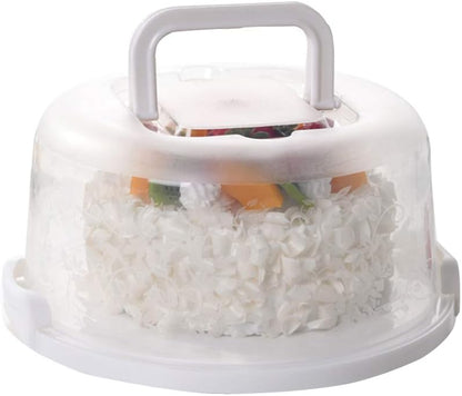Plastic Small Cake Carrier Holder Cover Round Container with Collapsible Handles Suitable for 7 inch Diameter and 2.5 inch Height Cake (Pink)