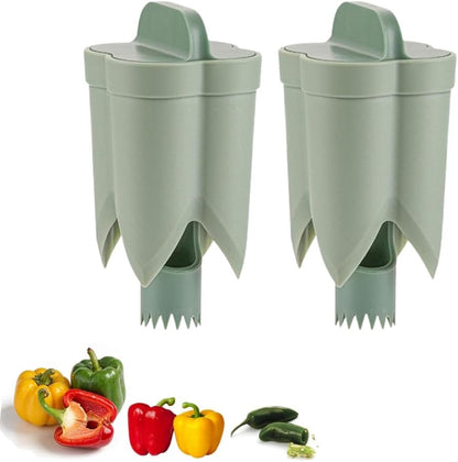 Pepper Seed Corer Remover,2025 Upgraded 2-In-1 Bell Pepper Cutter & Deseeder for Effortless,Fruit Pepper Corer, Kitchen Gadgets for Bell Pepper Jalapeno Bitter Melon Corers (White)