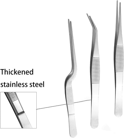 Stainless Steel Pliers Set, Multi-purpose Tool for Small Gardening, Kitchen, and Nail Beauty Etc. (3-piece set, 6.15 inches / 6.3 inches / 6.5 inches) (Three different tweezers)