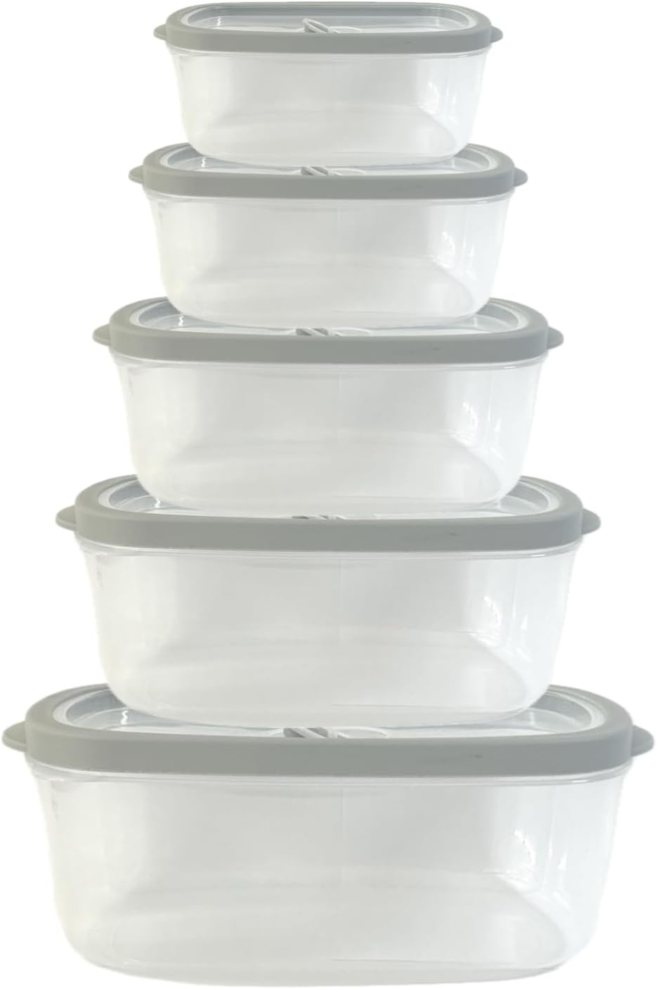 10-Piece Rectangle Food Storage Containers with Vented Lids, Airtight and BPA Free, Stackable, Microwave, Freezer, and Dishwasher Safe (GRAY)