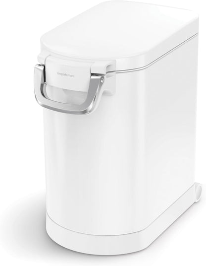 simplehuman 25 Liter, 27 lb / 12.2 kg Medium Pet Food Storage Container for Dog Food, Cat Food, and Bird Feed, Alloy Steel, Matte Black