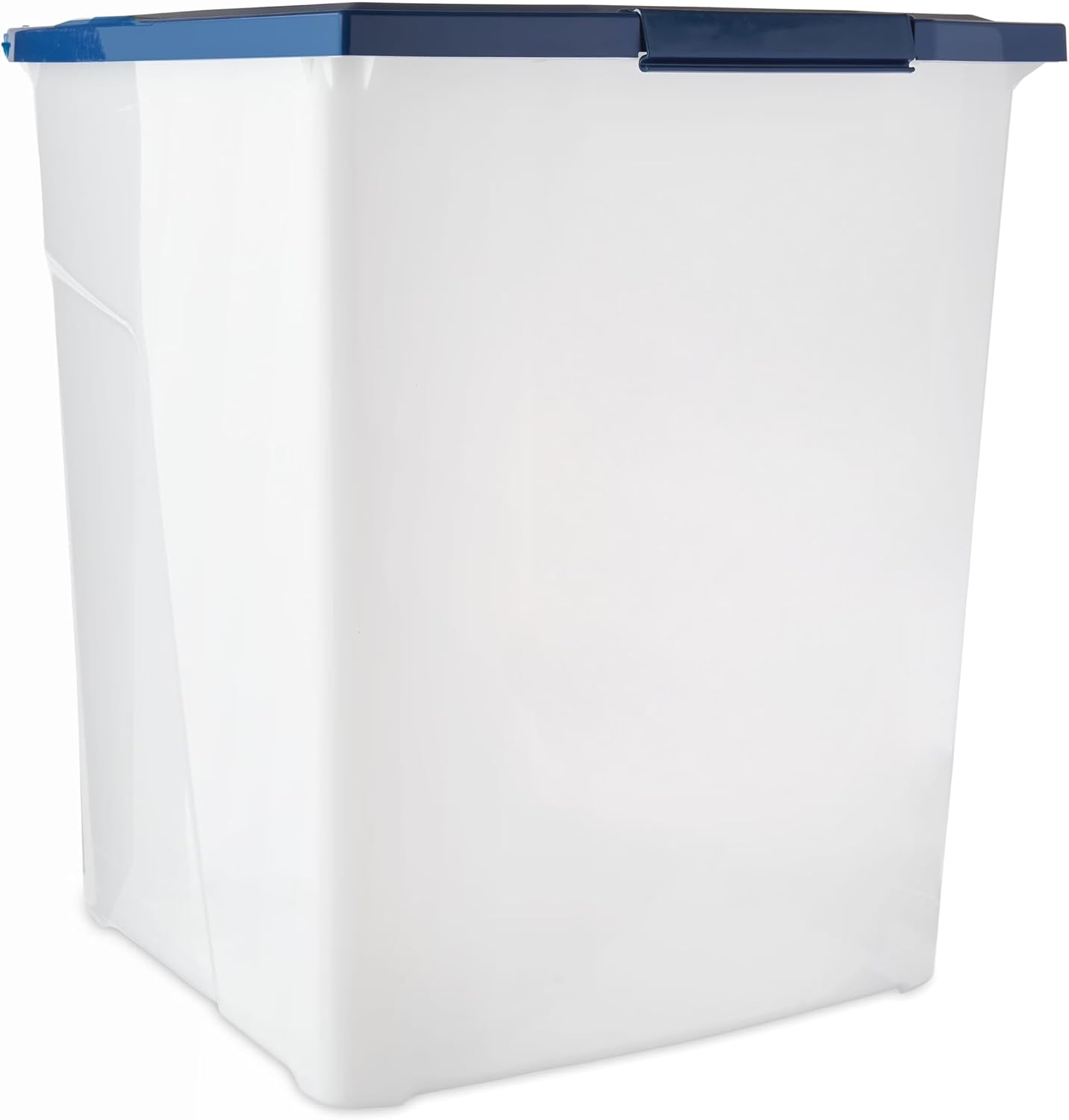 Pet Food Storage Container, Clear and White, 50 lb Capacity, BPA-Free Plastic, Airtight Seal, Flip-Top Lid, Rectangular, 15x12.5x24 Inches (50 lbs)
