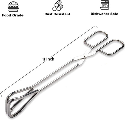 Hiash 9-Inch Heavy Duty Stainless Steel Kitchen Tongs - Comfortable Ergonomic Grip, Scissor Design, Heat Resistant for BBQ and Cooking
