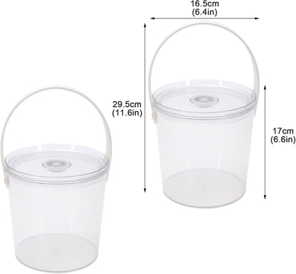 Ice Bucket with Airtight Lid, Champagne Bucket with Handle, Plastic Beverage Tub for Parties, Bar Cart Accessories for Wine, Drink, Beer Bottles, Clear