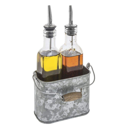 HUBERT Galvanized Metal Condiment Caddy - 5"L x 3"W x 4 1/2"H