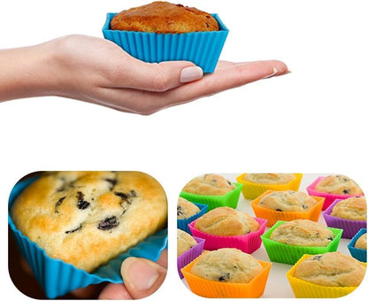 36 Pack Silicone Reusable Cupcake Cases Baking Muffin Cups Liners Molds Sets