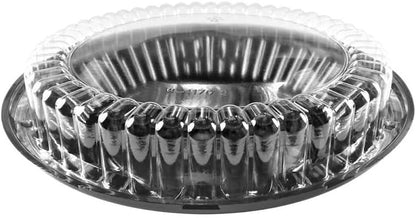 KitchenDance 9 Inch Two Piece Pie Container with Low Dome Lid - Durable Plastic Pie Containers - Ideal for Bakeries - Stackable Disposable Pie Carrier for Secure Transport & Presentation - J40